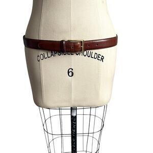 Vintage Jos A Bank Leather Belt: Medium Brown Brass Buckle (31-34")